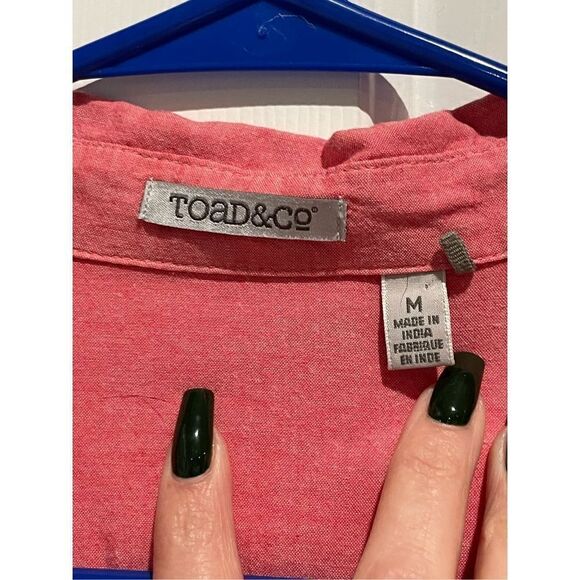 Toad&Co Quarter Sleeve Camp Cove Peasant Red With Blue Stripes Women’s Medium - Picture 3 of 12